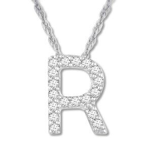 18kt White Gold Plated Letter R Comes With 18" Chain